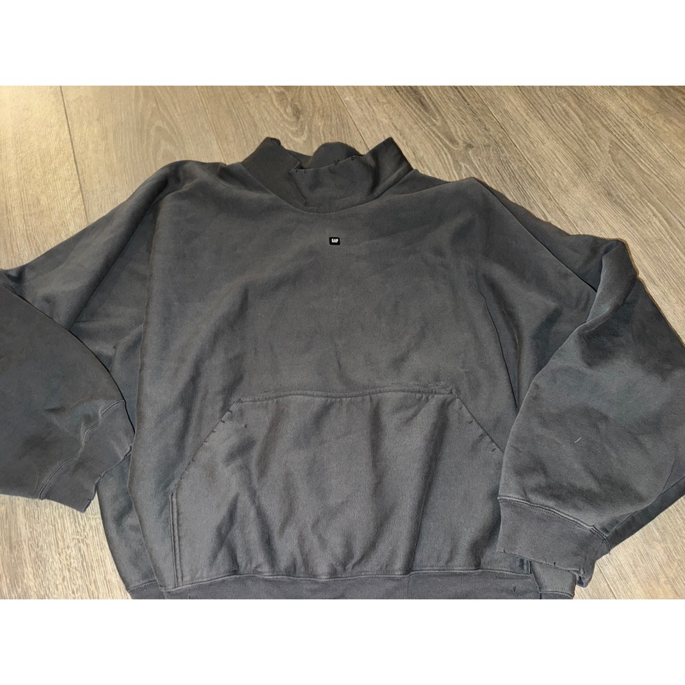 GAP x YZY Oversized Mock Neck Sweatshirt Washed Black Fleece Pullover XL